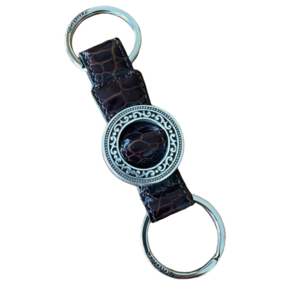 Brighton Dark Brown Croco Double Key Fob/Ring